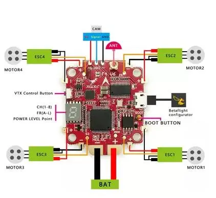 Управление полетом HGLRC F4 V6PRO с передатчиком 5 8G 48CH переключаемым в BEC OSD PDB|Детали и