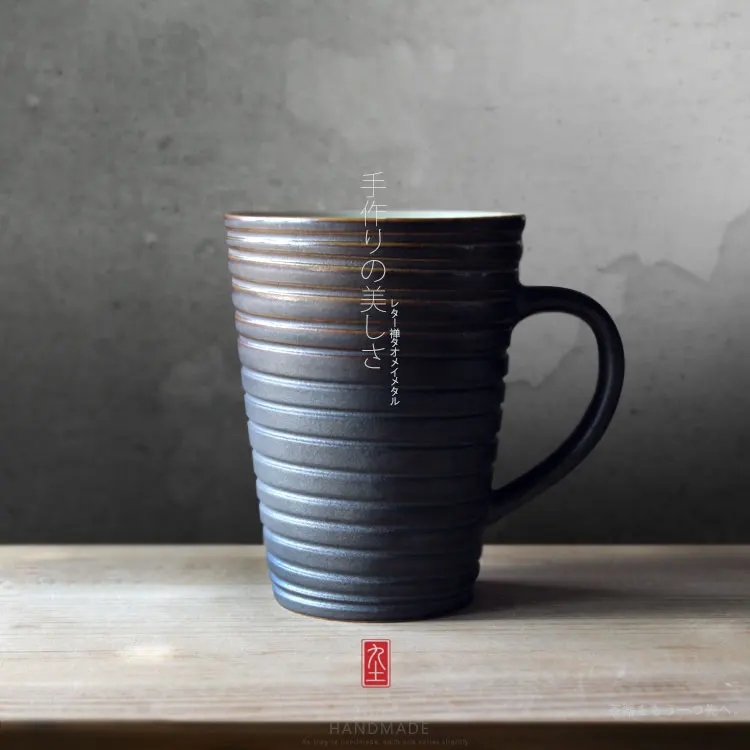 

Ручная работа Zakka, парные кружки в японском стиле, кружки с рукояткой, фарфоровая посуда для напитков в полоску, чашки для чая и кофе
