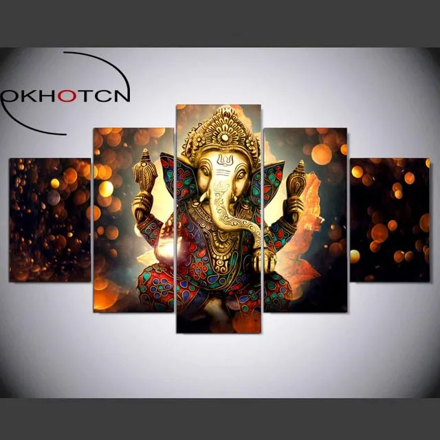 OKHOTCN Картина на холсте настенный Декор для дома гостиной HD печать 5 шт. слон