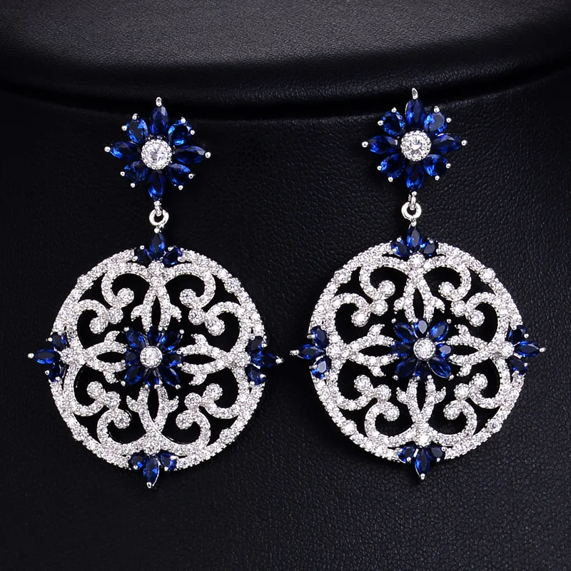 Серьги-подвески с фианитом