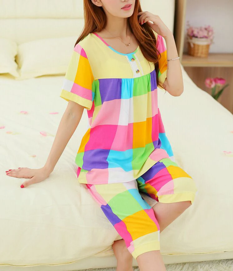 XXL размера плюс комплекты летних шорт из хлопка пижама женская одежда для сна