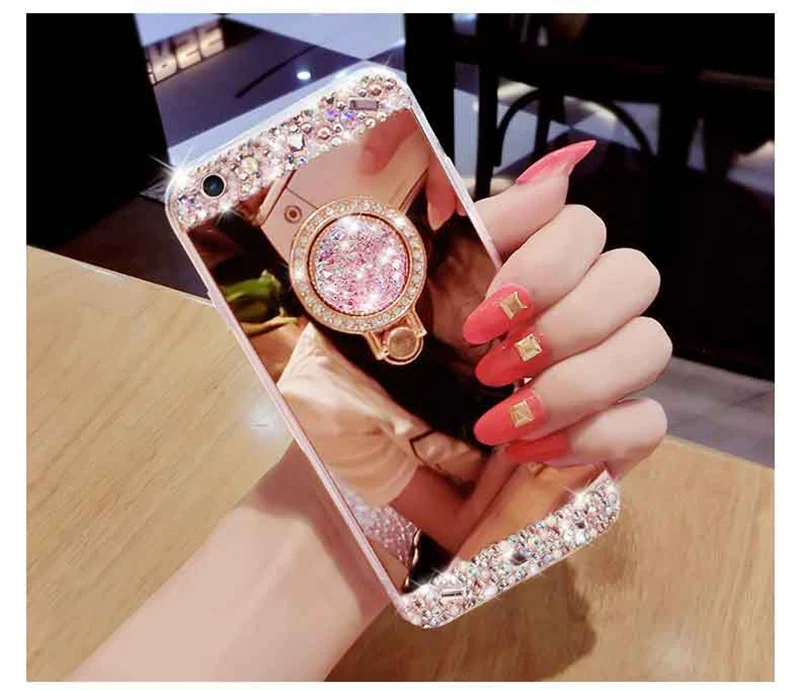 Зеркальный блестящий чехол с бриллиантами и подставкой для iPhone 12 Mini 11 Pro Max XS XR X 8 7 6