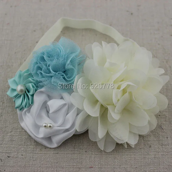 2 шт./компл. светло голубой цвет слоновой кости Цветочный Пояс повязка на голову