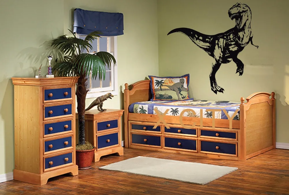 T-Rex динозавр Гигантская детская Наклейка на стену с животными виниловая