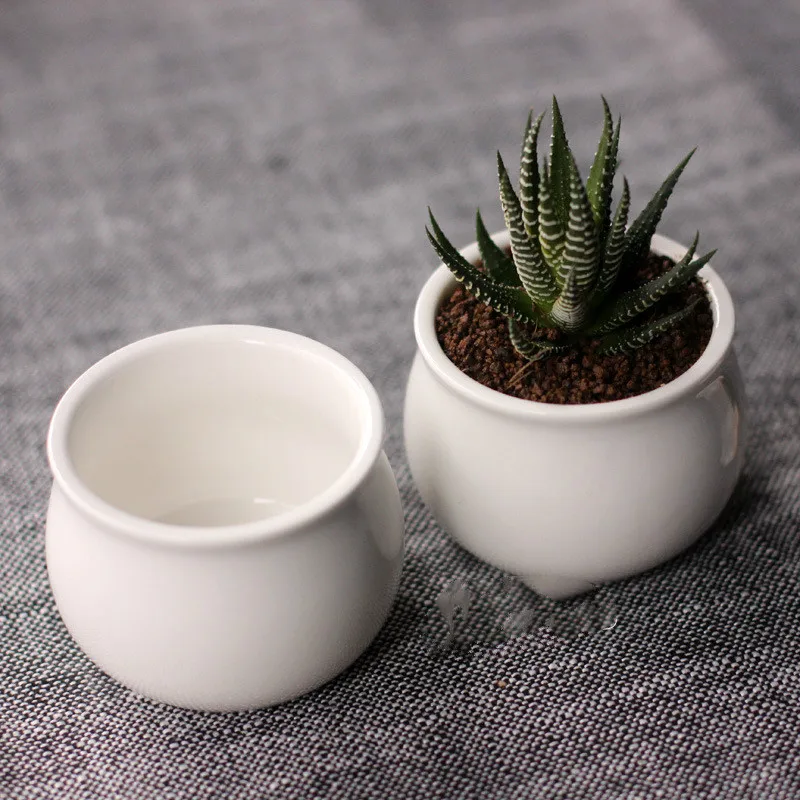 Простой белый керамический креативный маленький сетчатый круглый живот