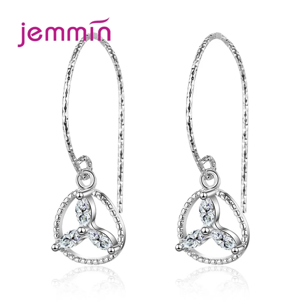 

New Dedicate Earrings Geometric 925 Sterling Silver Drop Earrings For Women Hanging Jewelry Cubic Zircon Ear Bijoux High Quality