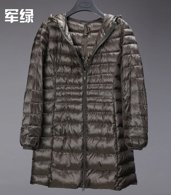 S~ 6XL, новинка, осенне-зимняя женская куртка на утином пуху, тонкая парка, Дамское пальто, длинное пальто с капюшоном размера плюс, ультра светильник, верхняя одежда