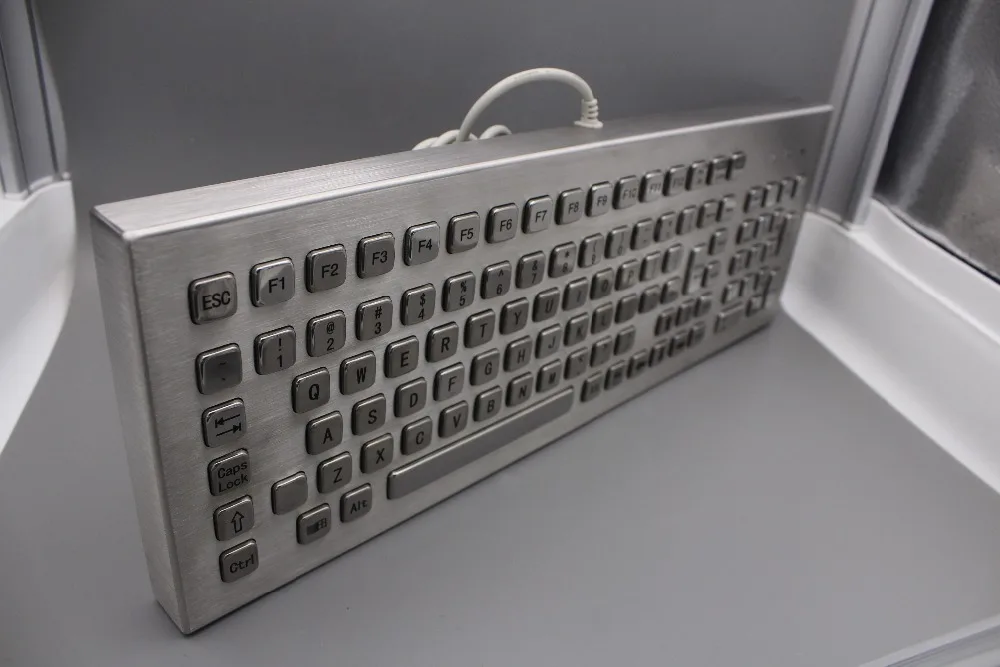 Desktop 103 Keys Metal Keyboard Stainless Steel Computer Keyboard For Industrial Kiosk teclado de metal