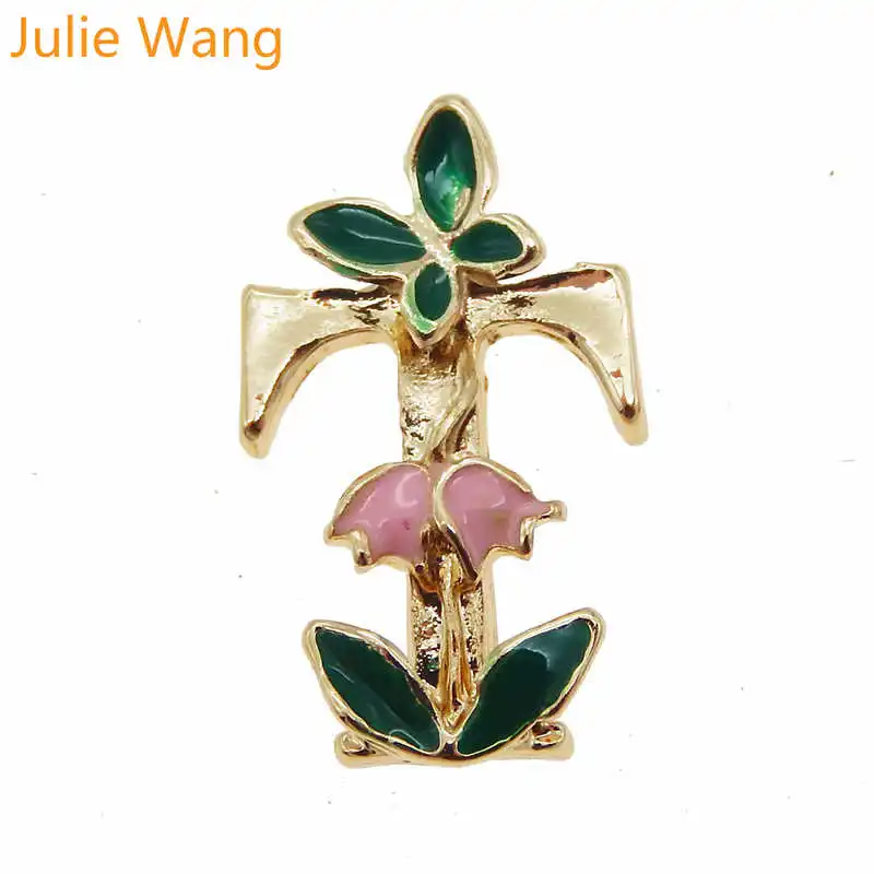 Julie Wang, 6 шт., золотой тон, A-Z, 26 букв, эмаль, красочные афабецы, подвески, ожерелье, подвеска, серьги, сделай сам, аксессуары для изготовления ювелирных изделий - Окраска металла: T