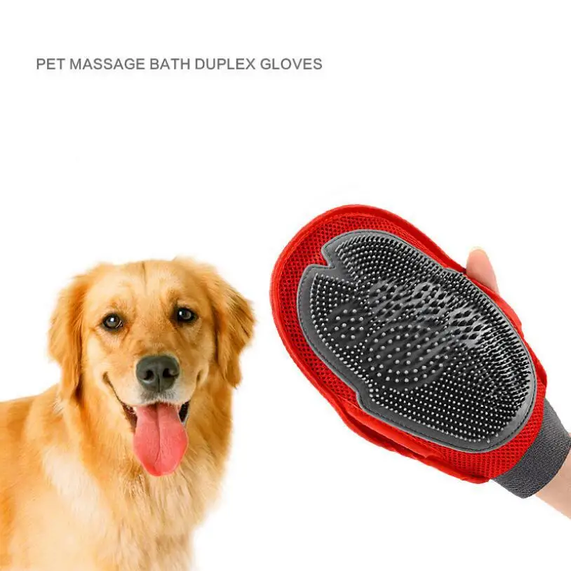 

Medium Large Dog Cleaning Bath Massage Gloves Pet Hair Removal Comb double-sided functions Soft Needle Brush Massage Skin Golden