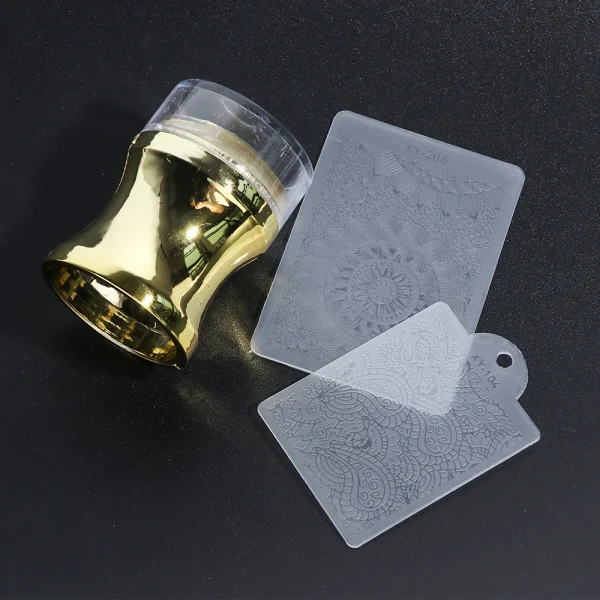 Gold 3pcs Jelly Silicone Head Nail Stamper Scraper Color Holographic Polish Transfer Capsule Nail Transparent All For Manicure LE1033 - Цвет: Gold