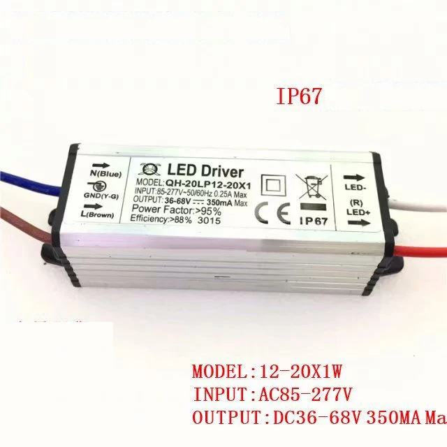 6 36x1W 300mA 350mA 6w 10w 20w 30w 36w Светодиодный драйвер водонепроницаемый IP67 источник
