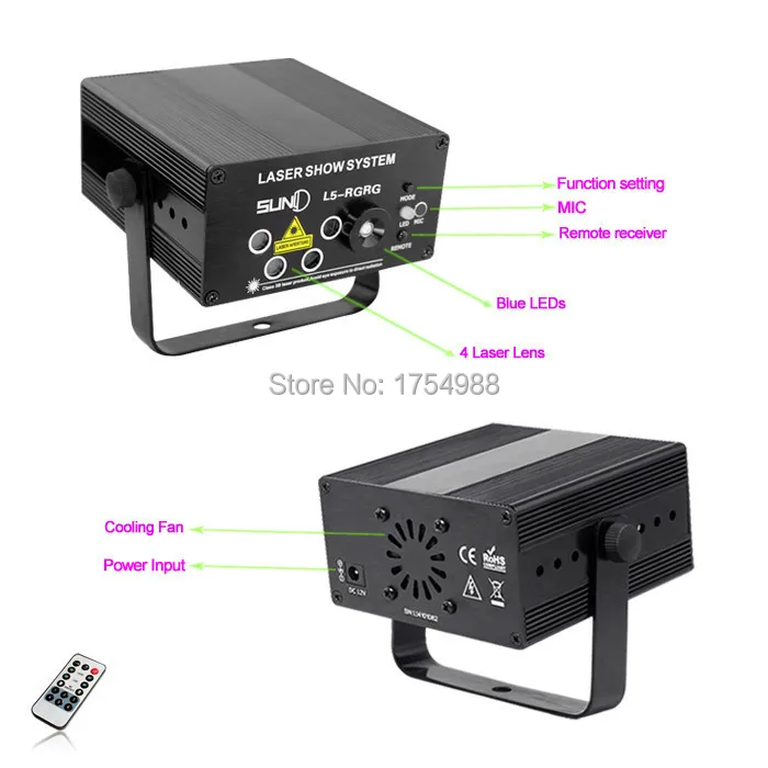 Сценический лазерный светильник RG с 5 линзами и 80 узорами синий светодиодный