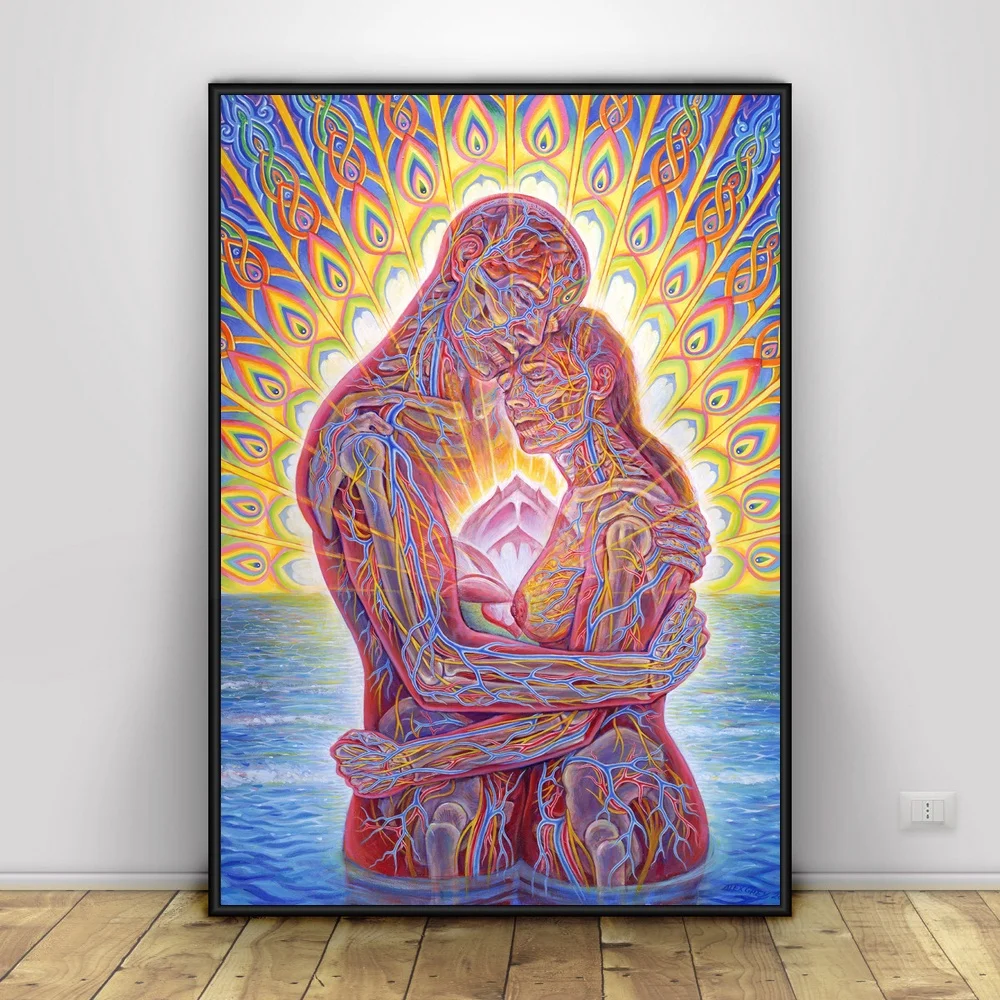 Alex серый Psychedelic Art шелковая ткань плакат печать классический настенный