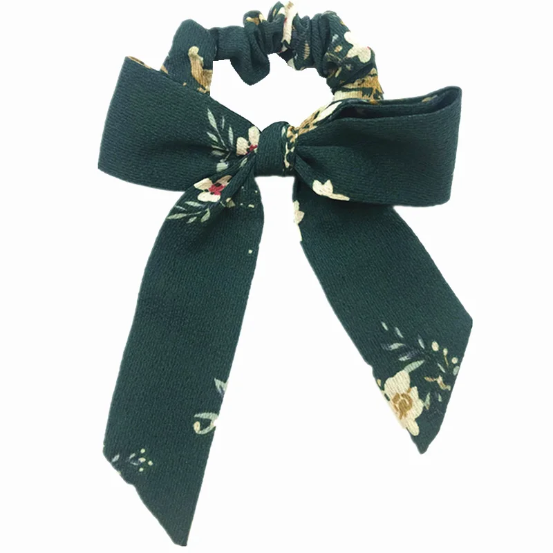 1 шт. хлопок Лук Scrunchies цветок полоса печати эластичная лента для волос девочки, Женская прическа, крепление для женщин лук резинка для волос головной убор