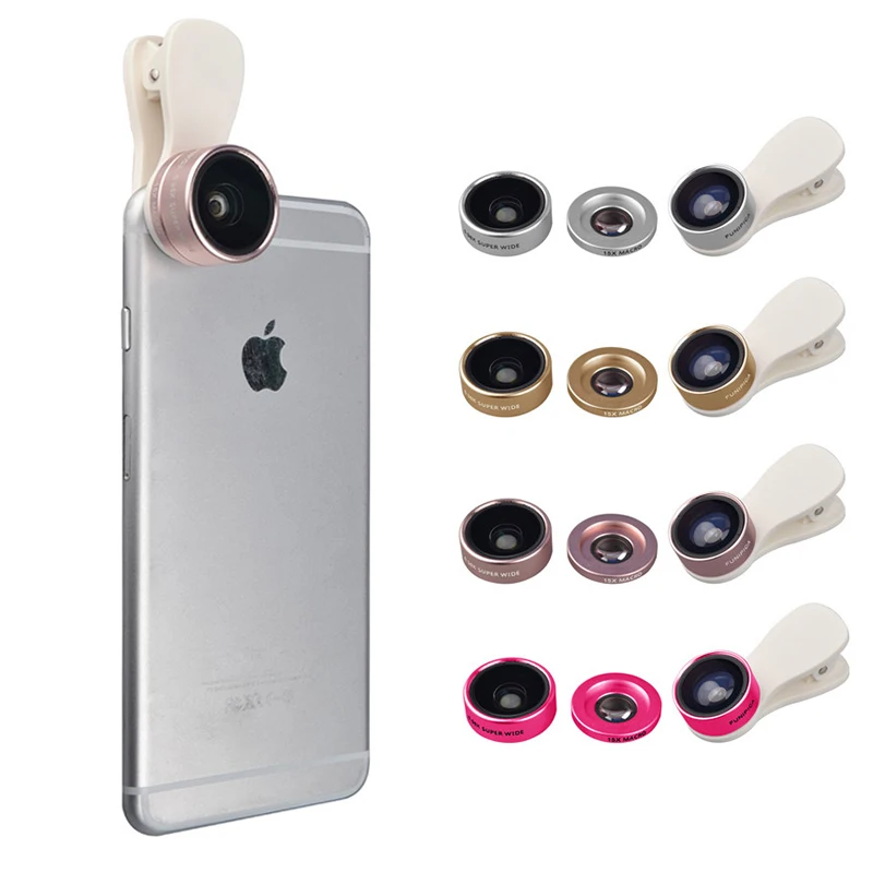 Clip-on 3in1 HD Lens Kit Fisheye 0.36X Wide Angle 15X Macro Mobile Phone Camera Lenses For iphone 4 4s 5 5s 5c SE 6 6s 7 Plus | Мобильные