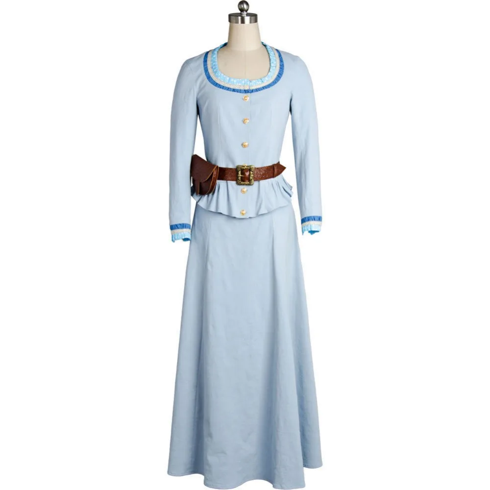 Westworld Cosplay Costume Dolores Abernathy Evan Rachel Wood Blue Dress Gown Halloween Carnival Women full set |