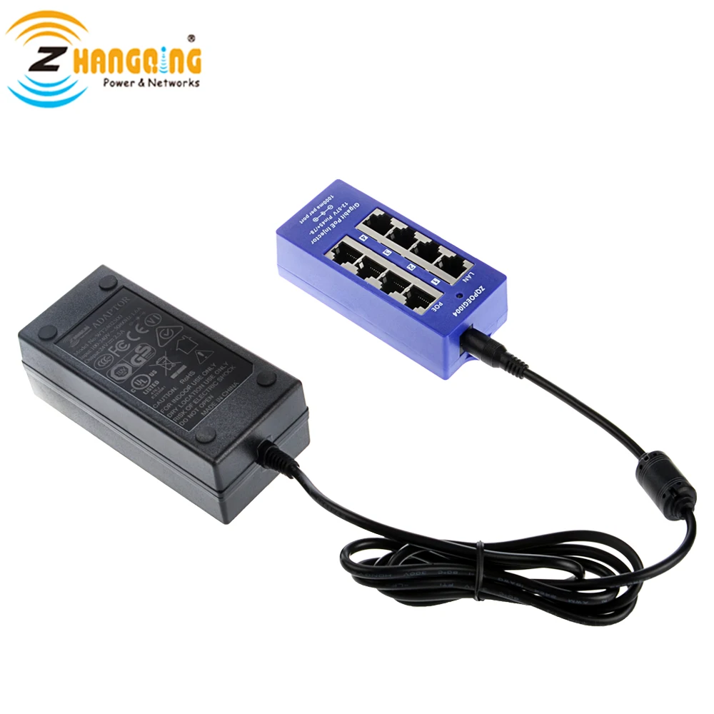 Гигабитный пассивный 4 портовый Инжектор PoE 24 в 802 AF/at Power Over Ethernet с блоком питания 60