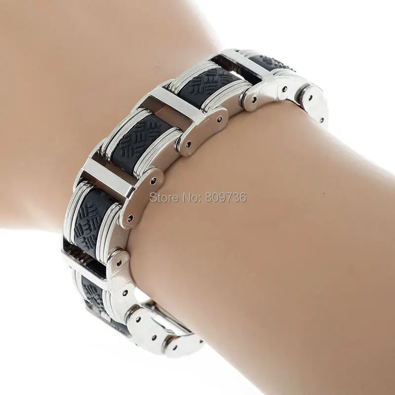 Men Steampunk 316L Stainless Steel Bracelet Hand Chain Wristband Bracelets Biker Motorcycle Link Jewelry Cuff Bangle | Украшения и
