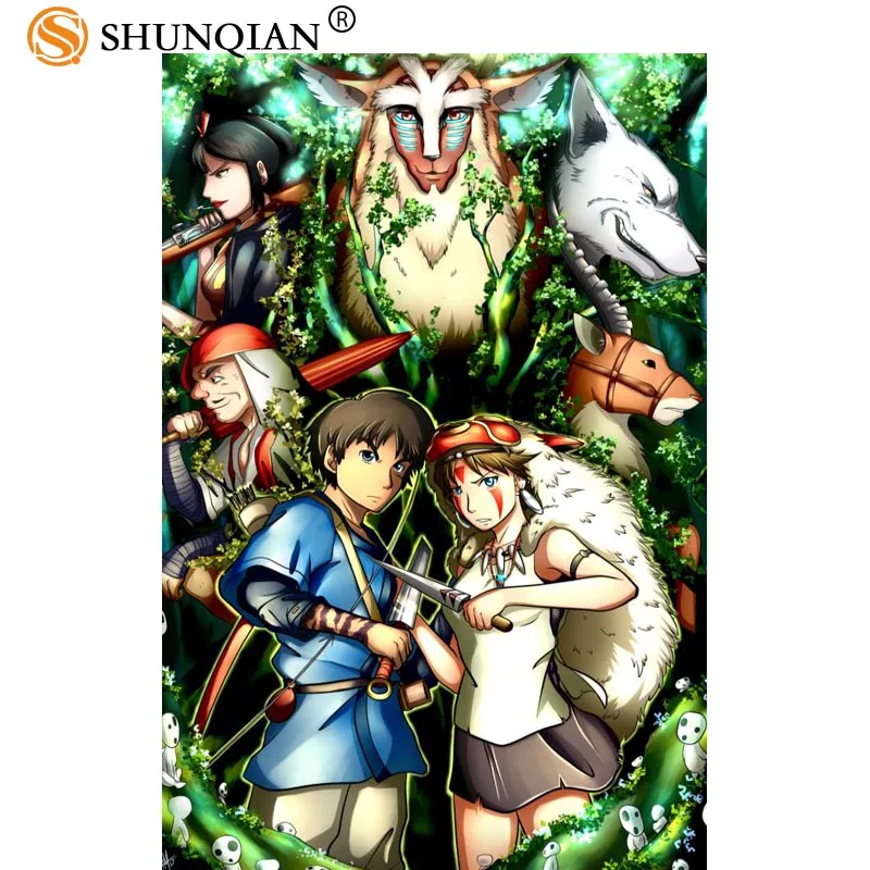 

Princess Mononoke Canvas Poster Home Decor Custom Cloth Posters 20X30cm,27X40cm,30X45cm Best Gift DIY Fabric Posters