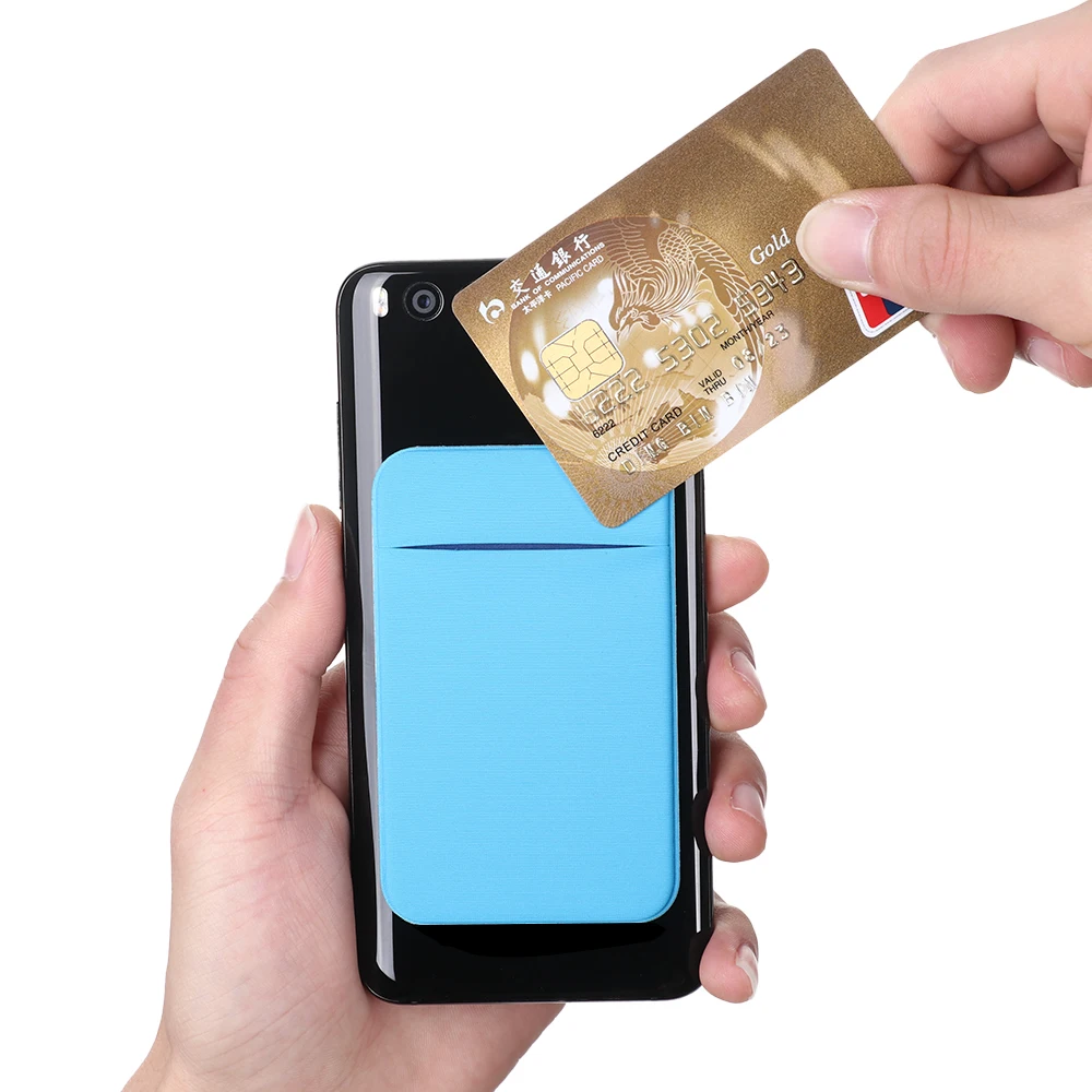 Fashion Elastic Stretch Lycra Adhesive Cell Phone ID Credit Card Holder Sticker Pocket Wallet Case Card Holder Fit most Phone