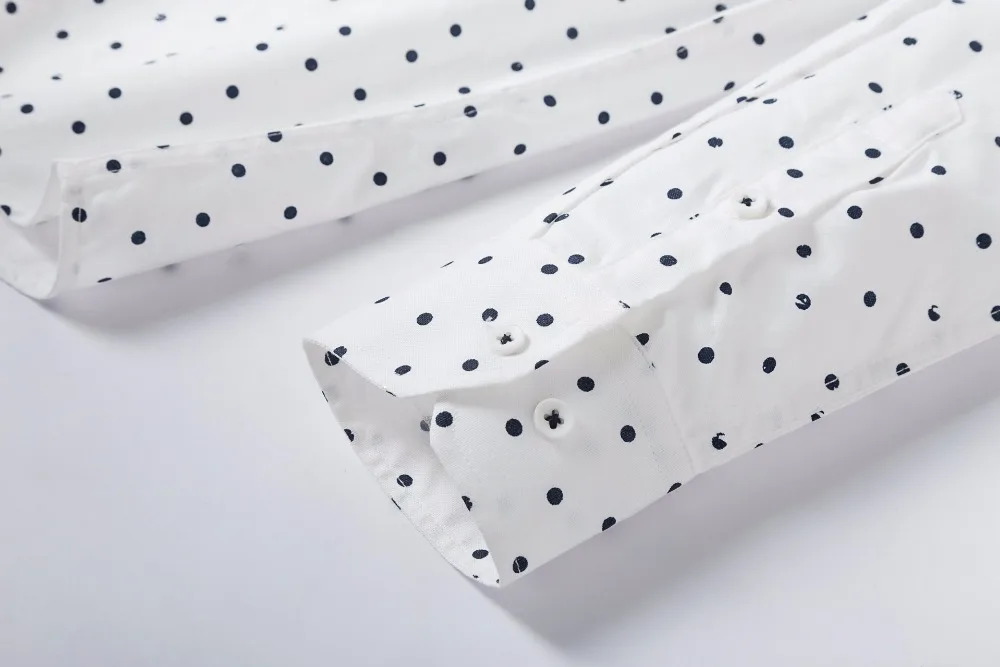 Человек Рубашка с длинным рукавом в горошек белая рубашка Slim Fit 2017 Новый дизайн