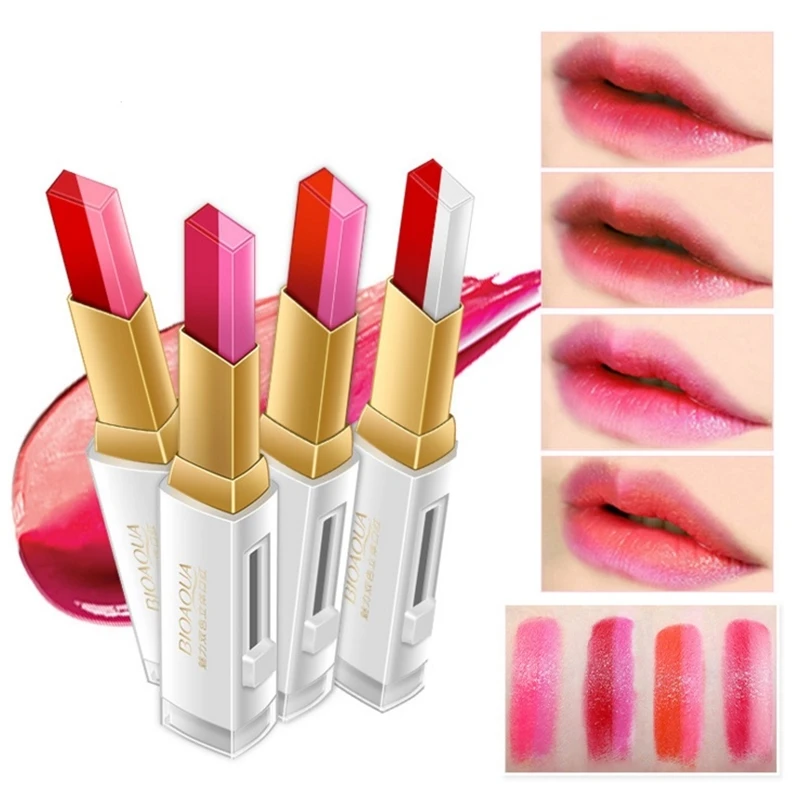 Два Цвет матовая помада Губная Увлажняющий Средства ухода за губами оттенок