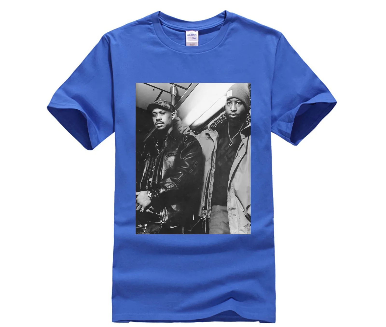 Мужская Повседневная футболка с принтом 100% хлопок популярная Gang Starr B & W Image Nero