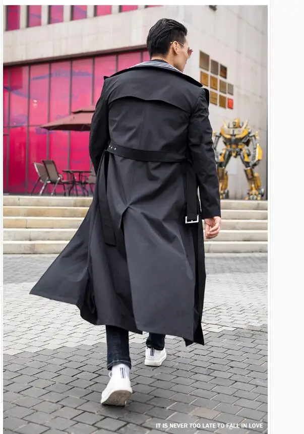 M-4xl Plus Size Clothes Super Long Knee-length Windbreaker Men 2021 Spring And Autumn New Coat Loose Handsome Casual Trench | Мужская