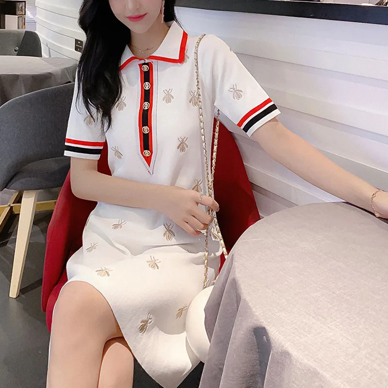 Мини-платье PERHAPS U с вышивкой в виде пчелы повседневное прямое мини-платье