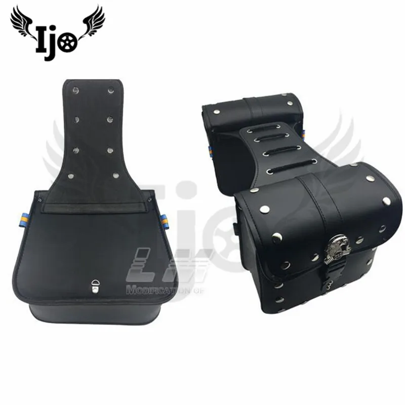 eagle rivet black leather motorbike tool luggage tail pouch moto side bag for honda suzuki yamaha Kawasaki motorcycle saddlebag |