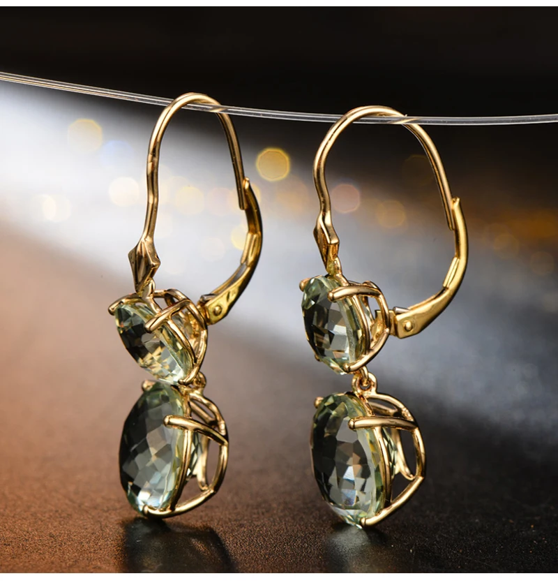 Caimao ювелирные изделия романтическое 14K золото и 12.85ct Помолвочное кольцо с аметистом висячие серьги