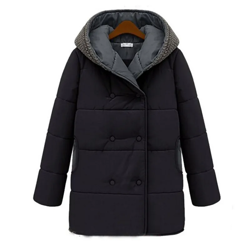 Новинка 2018 Зимняя женская хлопковая куртка вязаная парка с капюшоном теплое