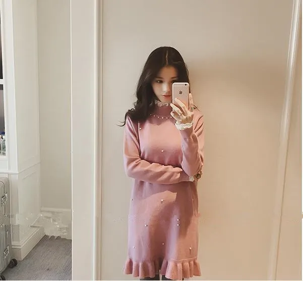 Clobee 2017 осенне зимнее кружевное лоскутное платье с воротником мандарин для