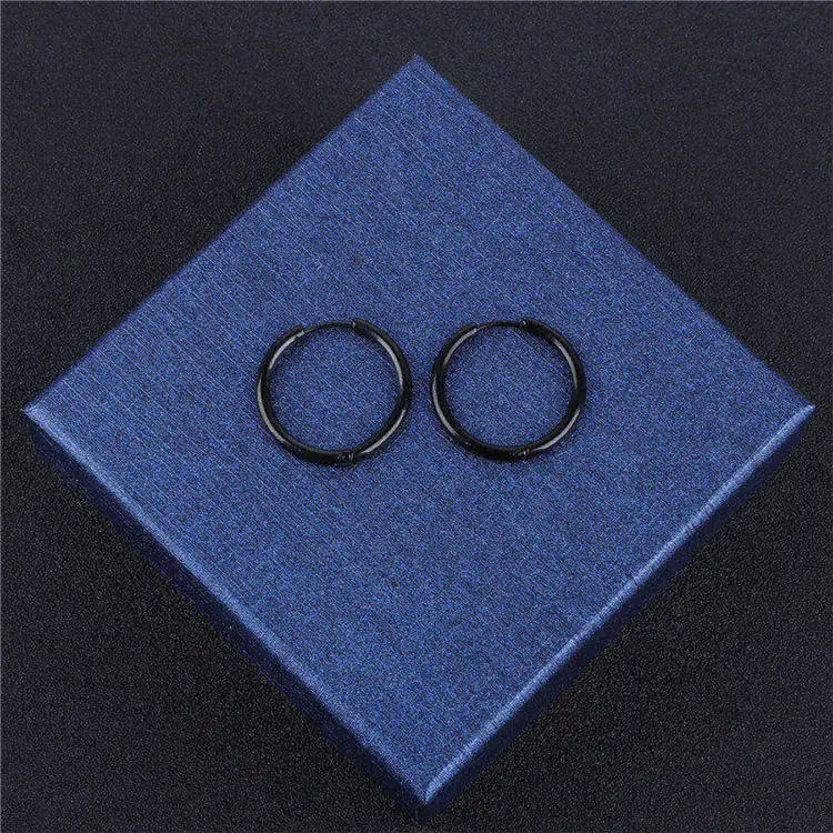 Black 1 шт., 10-20 мм, панк-рок, черный родий, золотой обруч, нержавеющая сталь, круглые серьги для женщин и мужчин, ушное кольцо, клипсы, пирсинг, серьги, бижутерия - Окраска металла: Black
