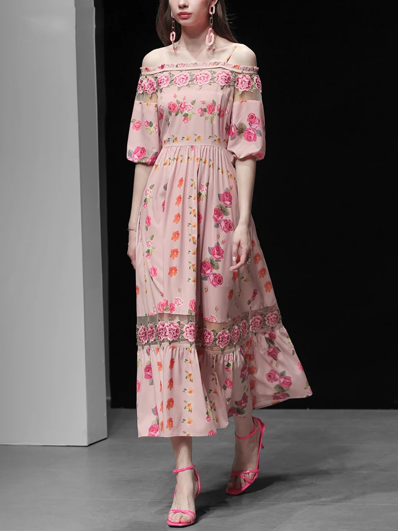 2019 весенние элегантные платья с открытыми плечами три фонаря рукав бальное