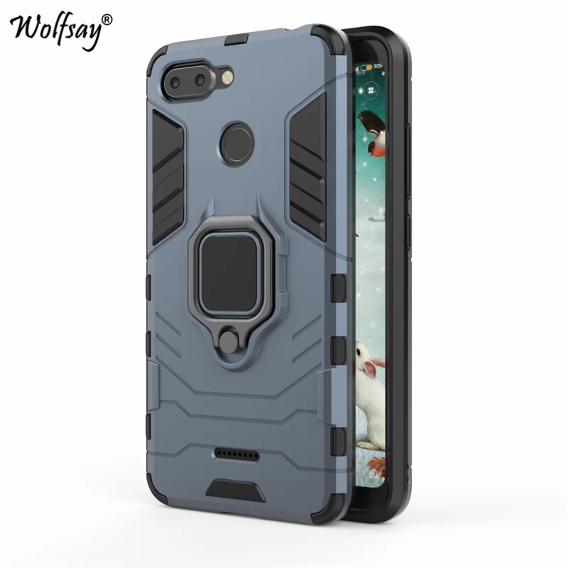 Nevy Blue Чехол Wolfsay для Xiaomi Redmi 6, металлический чехол с кольцом на палец, Магнитный чехол для Xiaomi Redmi 6, чехол для Xiaomi Redmi 6, Fundas - Цвет: Nevy Blue