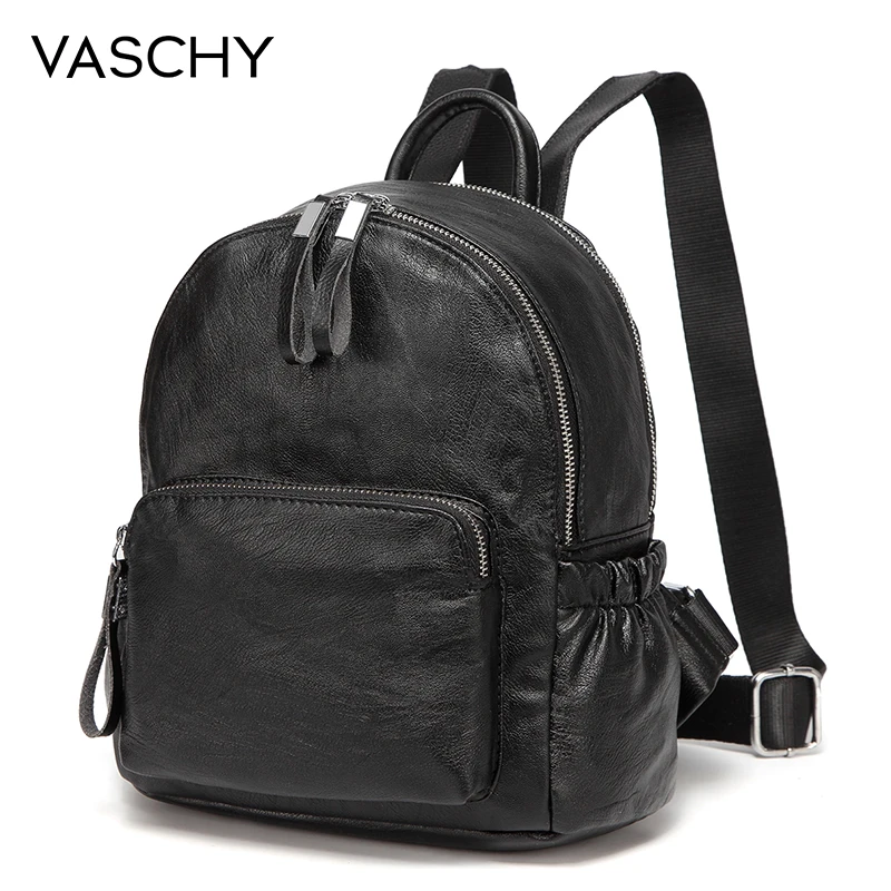 Black VASCHY золотой мини-Рюкзак Кошелек, Vaschy искусственная кожа маленький рюкзак для женщин милый рюкзак сумка пакет сумка kawaii рюкзак - Цвет: Black