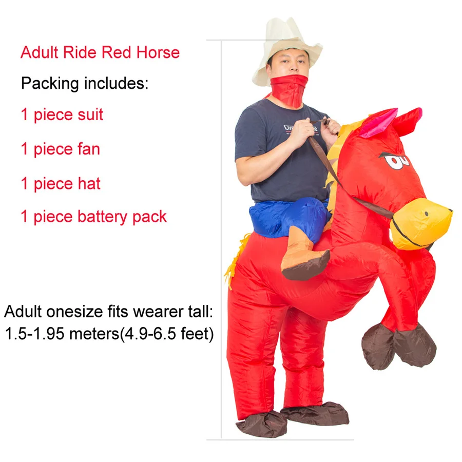 Adult Red JYZCOS надувной костюм лошади в ковбойском стиле наездник Косплэй костюм на Хэллоуин Карнавальный костюм для вечеринок для Для женщин Для мужчин - Цвет: Adult Red