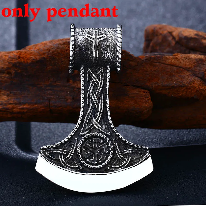 only pendant Байер 316L из нержавеющей стали амулет кулон ожерелье подвеска в виде топора в стиле легендарных викингов кулон с рунами vikingnorth ювелирные изделия-талисманы - Окраска металла: only pendant