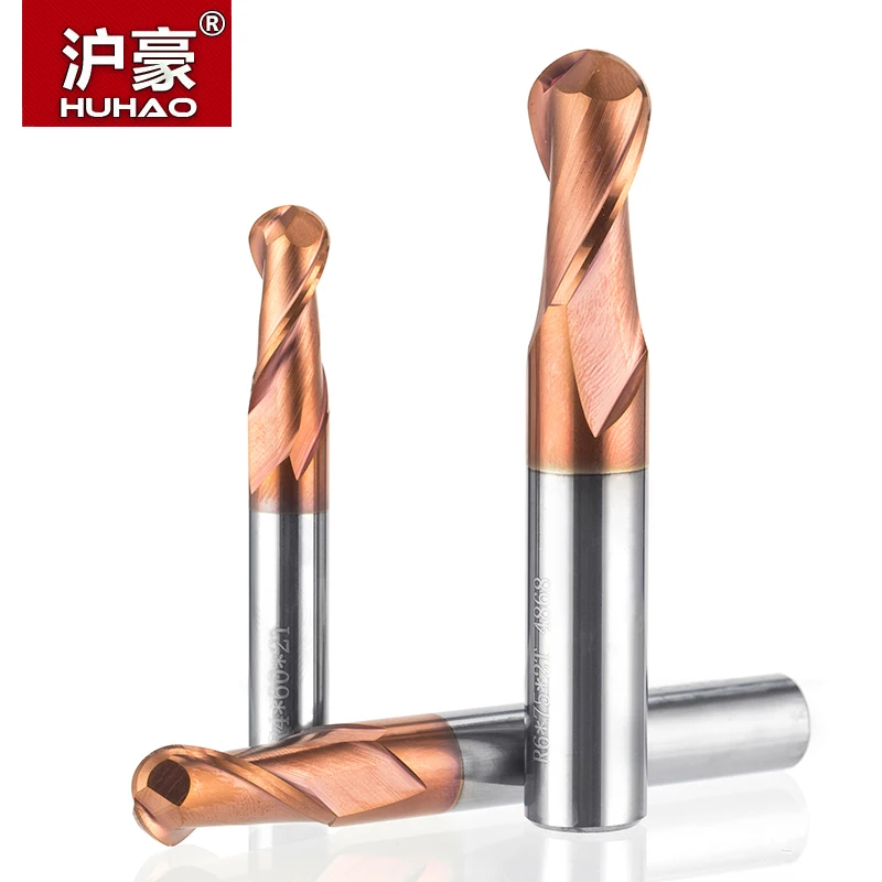 HUHAO 1pc HRC50 Tapered Ball Nose End Mill Tungsten Coated Head Cutter Steel R0.5 R6mm CNC Engraving Bit|cnc engraving bits|engraving bitsball nose |