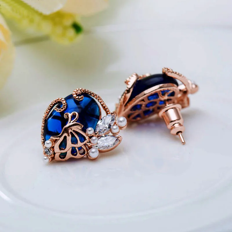 Изящные серьги-гвоздики цвета розового золота для женщин в форме голубиное яйцо