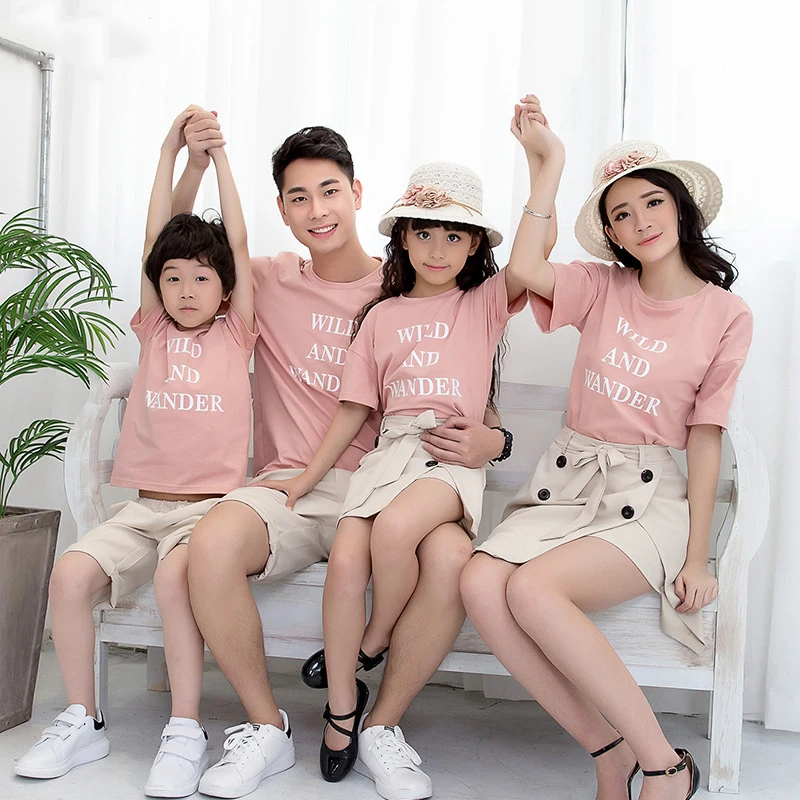 Новинка 2017 летний Семейный комплект для мамы и дочки футболка с коротким рукавом