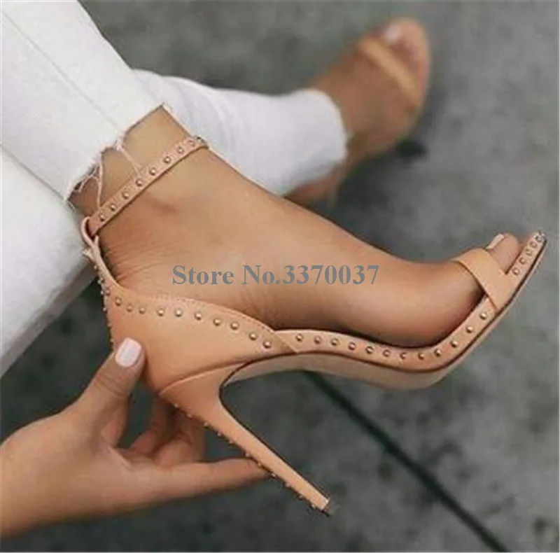 Сандалии женские с открытым носком босоножки на шпильке ремешком щиколотке