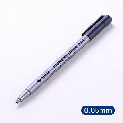 005 STA1PCS пигмент лайнер Pigma Micron чернила маркер для белой доски 0,05 0,1 0,2 0,3 0,4 0,5 0,6 0,8 различных наконечников, черная ручка эскизов ручки - Цвет: 005