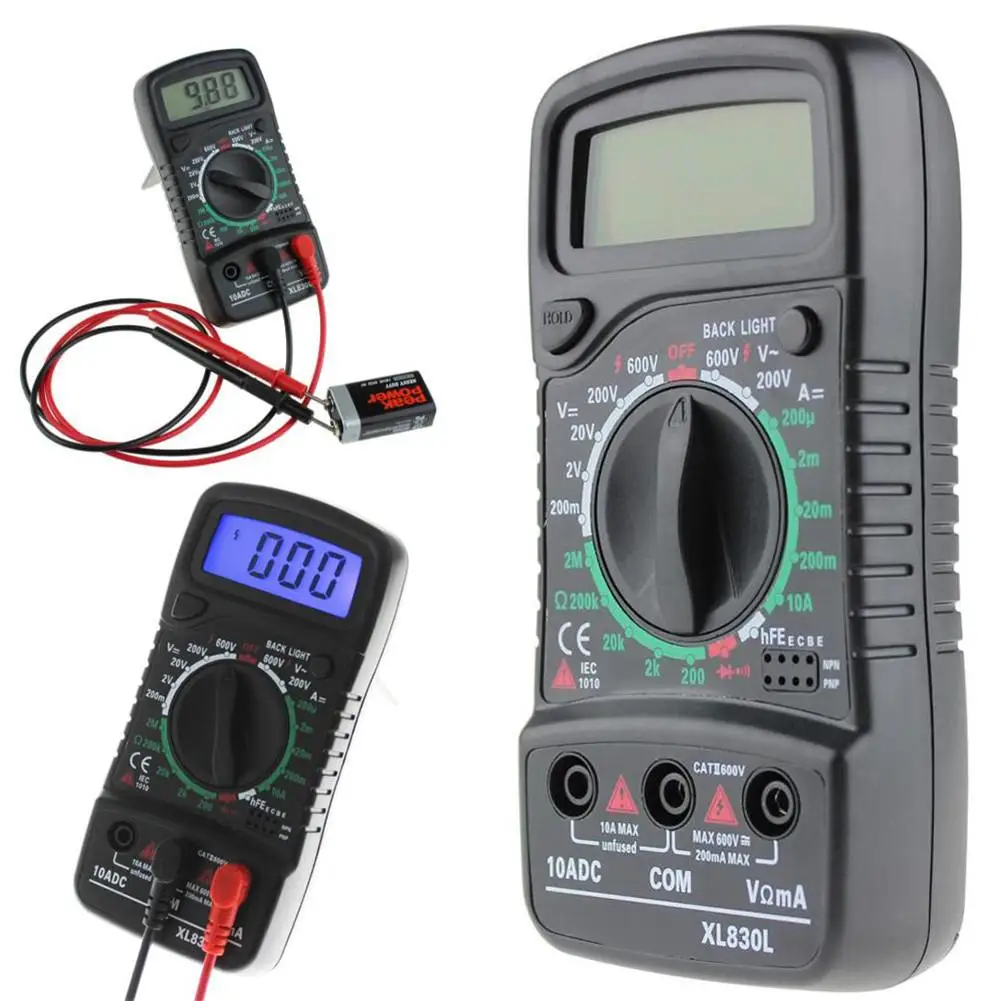 

Test AC Current DC XL830L Digital Multimeter Esr Meter Testers Automotive Electrical Dmm Transistor Tester Peakmeter Capacitance