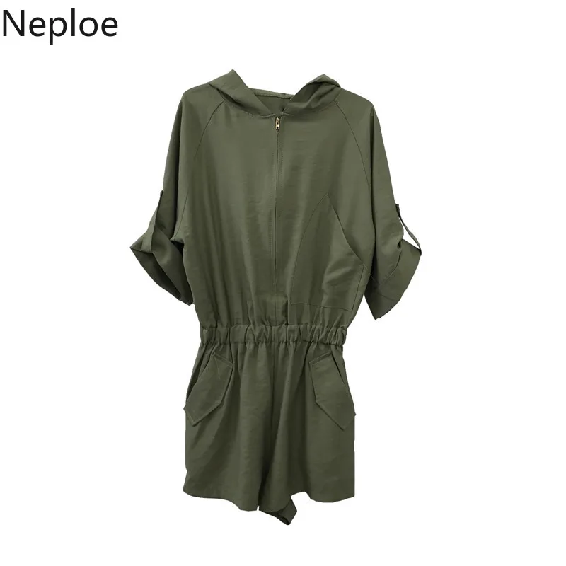 Neploe корейские модные женские комбинезоны лето 2019 повседневные с капюшоном на