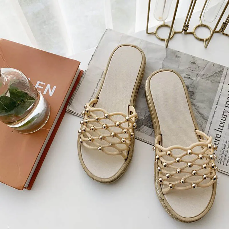 SAILING LU Slides Summer Slippers Fashion Solid Outdoor Ladies Shoes Casual Soft Comfort With String Bead Woman XWT1631 | Обувь