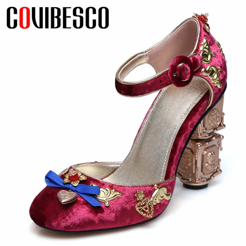 Женские винтажные туфли лодочки CONASCO черные вечерние босоножки из флока с