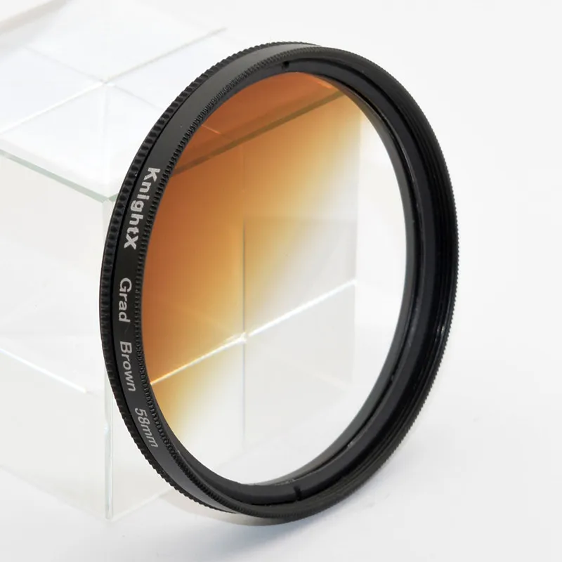 KnightX Цветной Объектив градиентный УФ-фильтр красный ND для Canon nikon d3200 d3300 d5500 d5300 1200D 750D 700D камера 52 мм 58 мм 52 58 мм - Цвет: Grad Brown